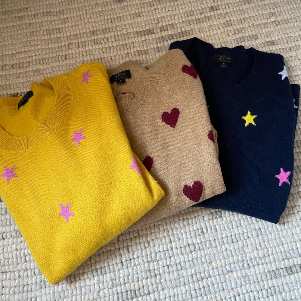 JCrew special print cashmere crewneck sweater